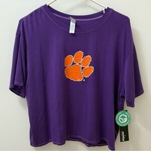Clemson women’s Purple T-Shirt with Orange Paw Print size small new with tags
